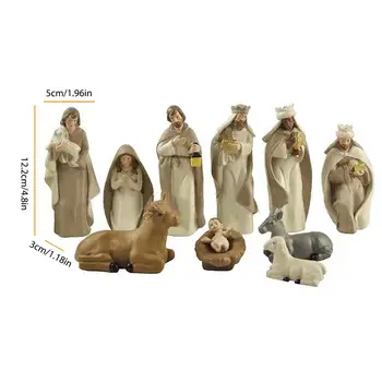 Cristo, o Nascimento de Jesus Ornamento | Presépio de Figuras de Set | Delicado Pé Resina Estátua Decoração